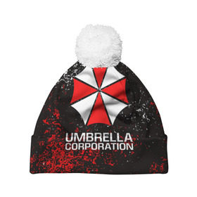 Шапка 3D c помпоном с принтом UMBRELLA CORP в Новосибирске, 100% полиэстер | универсальный размер, печать по всей поверхности изделия | ada wong | biohazard | leon | nemesis | project resistance | raccoon city | re2 | resident evil 2 | rpd | stars | umbrella | ада вонг | амбрелла | немесис | ужасы