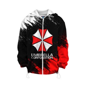 Детская куртка 3D с принтом UMBRELLA CORP в Новосибирске, 100% полиэстер | застежка — молния, подол и капюшон оформлены резинкой с фиксаторами, по бокам — два кармана без застежек, один потайной карман на груди, плотность верхнего слоя — 90 г/м2; плотность флисового подклада — 260 г/м2 | Тематика изображения на принте: ada wong | biohazard | leon | nemesis | project resistance | raccoon city | re2 | resident evil 2 | rpd | stars | umbrella | ада вонг | амбрелла | немесис | ужасы