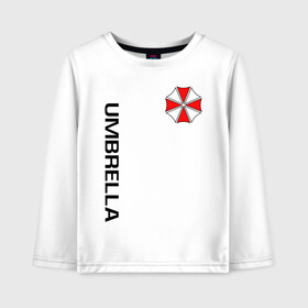 Детский лонгслив хлопок с принтом UMBRELLA CORP(+спина) в Новосибирске, 100% хлопок | круглый вырез горловины, полуприлегающий силуэт, длина до линии бедер | ada wong | biohazard | leon | nemesis | project resistance | raccoon city | re2 | resident evil 2 | rpd | stars | umbrella | ада вонг | амбрелла | немесис | ужасы