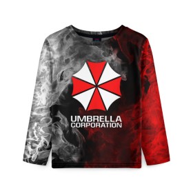 Детский лонгслив 3D с принтом UMBRELLA CORP в Новосибирске, 100% полиэстер | длинные рукава, круглый вырез горловины, полуприлегающий силуэт
 | ada wong | biohazard | leon | nemesis | project resistance | raccoon city | re2 | resident evil 2 | rpd | stars | umbrella | ада вонг | амбрелла | немесис | ужасы