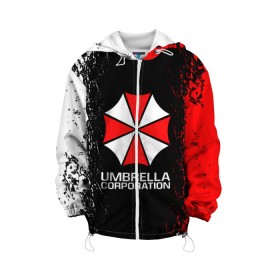 Детская куртка 3D с принтом UMBRELLA CORP в Новосибирске, 100% полиэстер | застежка — молния, подол и капюшон оформлены резинкой с фиксаторами, по бокам — два кармана без застежек, один потайной карман на груди, плотность верхнего слоя — 90 г/м2; плотность флисового подклада — 260 г/м2 | Тематика изображения на принте: ada wong | biohazard | leon | nemesis | project resistance | raccoon city | re2 | resident evil 2 | rpd | stars | umbrella | ада вонг | амбрелла | немесис | ужасы