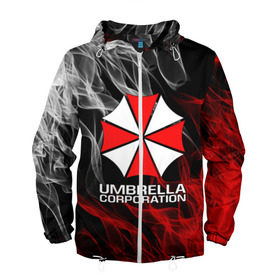 Мужская ветровка 3D с принтом UMBRELLA CORP в Новосибирске, 100% полиэстер | подол и капюшон оформлены резинкой с фиксаторами, два кармана без застежек по бокам, один потайной карман на груди | ada wong | biohazard | leon | nemesis | project resistance | raccoon city | re2 | resident evil 2 | rpd | stars | umbrella | ада вонг | амбрелла | немесис | ужасы