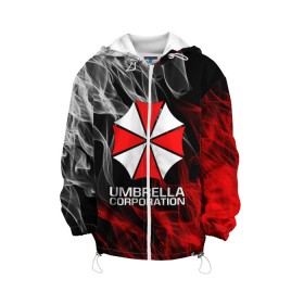 Детская куртка 3D с принтом UMBRELLA CORP в Новосибирске, 100% полиэстер | застежка — молния, подол и капюшон оформлены резинкой с фиксаторами, по бокам — два кармана без застежек, один потайной карман на груди, плотность верхнего слоя — 90 г/м2; плотность флисового подклада — 260 г/м2 | ada wong | biohazard | leon | nemesis | project resistance | raccoon city | re2 | resident evil 2 | rpd | stars | umbrella | ада вонг | амбрелла | немесис | ужасы