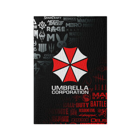 Обложка для паспорта матовая кожа с принтом RESIDENT EVIL (UMBRELLA CORP) в Новосибирске, натуральная матовая кожа | размер 19,3 х 13,7 см; прозрачные пластиковые крепления | ada wong | biohazard | leon | nemesis | project resistance | raccoon city | re | re3 | resident evil | resident evil 3 | rpd | stars | umbrella | ада вонг | амбрелла | немезис | ужасы