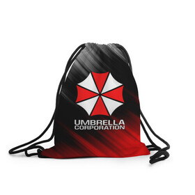 Рюкзак-мешок 3D с принтом UMBRELLA CORP в Новосибирске, 100% полиэстер | плотность ткани — 200 г/м2, размер — 35 х 45 см; лямки — толстые шнурки, застежка на шнуровке, без карманов и подкладки | ada wong | biohazard | leon | nemesis | project resistance | raccoon city | re2 | resident evil 2 | rpd | stars | umbrella | ада вонг | амбрелла | немесис | ужасы