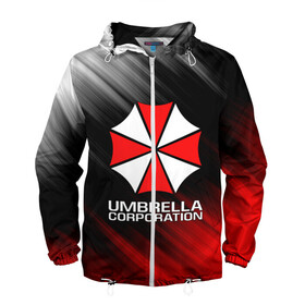 Мужская ветровка 3D с принтом UMBRELLA CORP в Новосибирске, 100% полиэстер | подол и капюшон оформлены резинкой с фиксаторами, два кармана без застежек по бокам, один потайной карман на груди | ada wong | biohazard | leon | nemesis | project resistance | raccoon city | re2 | resident evil 2 | rpd | stars | umbrella | ада вонг | амбрелла | немесис | ужасы