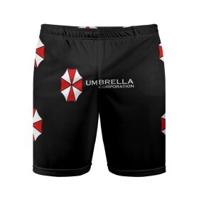 Мужские шорты спортивные с принтом Umbrella Corporation в Новосибирске, 100% полиэстер | длина выше колена, широкий эластичный пояс | апокалипсис | зла | зомби | обитель | твирус