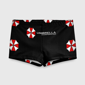 Детские купальные плавки 3D с принтом Umbrella Corporation в Новосибирске, Полиэстер 85%, Спандекс 15% | Слитный крой, подклад по переду изделия, узкие бретели | апокалипсис | зла | зомби | обитель | твирус