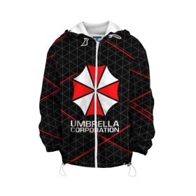 Детская куртка 3D с принтом UMBRELLA CORP в Новосибирске, 100% полиэстер | застежка — молния, подол и капюшон оформлены резинкой с фиксаторами, по бокам — два кармана без застежек, один потайной карман на груди, плотность верхнего слоя — 90 г/м2; плотность флисового подклада — 260 г/м2 | ada wong | biohazard | leon | nemesis | project resistance | raccoon city | re2 | resident evil 2 | rpd | stars | umbrella | ада вонг | амбрелла | немесис | ужасы