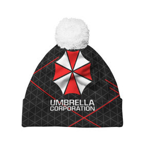 Шапка 3D c помпоном с принтом UMBRELLA CORP в Новосибирске, 100% полиэстер | универсальный размер, печать по всей поверхности изделия | ada wong | biohazard | leon | nemesis | project resistance | raccoon city | re2 | resident evil 2 | rpd | stars | umbrella | ада вонг | амбрелла | немесис | ужасы