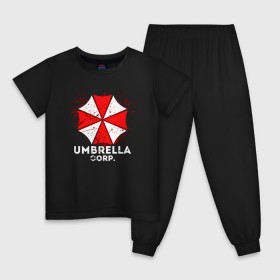 Детская пижама хлопок с принтом UMBRELLA CORP в Новосибирске, 100% хлопок |  брюки и футболка прямого кроя, без карманов, на брюках мягкая резинка на поясе и по низу штанин
 | ada wong | biohazard | leon | nemesis | project resistance | raccoon city | re2 | resident evil 2 | rpd | stars | umbrella | ада вонг | амбрелла | немесис | ужасы