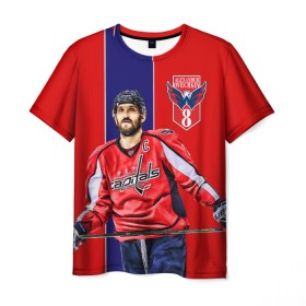 Мужская футболка 3D с принтом OVECHKIN CAPITALS в Новосибирске, 100% полиэфир | прямой крой, круглый вырез горловины, длина до линии бедер | capitals | nhl | ovi | нхл | овечкин