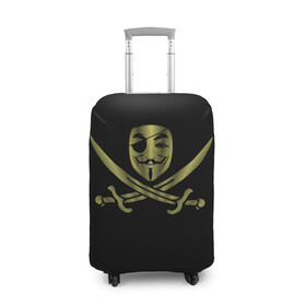 Чехол для чемодана 3D с принтом Анонимус Пират в Новосибирске, 86% полиэфир, 14% спандекс | двустороннее нанесение принта, прорези для ручек и колес | anonymous | v   значит вендетта | анонимус | анонимусы | вендетта | гай фокс | гая фокса | женскую | купить | маска | маска v | мужскую | пират | пирата | с анонимусом | с маской | с пиратом | хакер | хактивизм