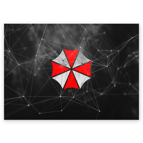 Поздравительная открытка с принтом UMBRELLA CORP в Новосибирске, 100% бумага | плотность бумаги 280 г/м2, матовая, на обратной стороне линовка и место для марки
 | ada wong | biohazard | leon | nemesis | project resistance | raccoon city | re2 | resident evil 2 | rpd | stars | umbrella | ада вонг | амбрелла | немесис | ужасы