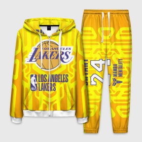 Мужской костюм 3D с принтом Los Angeles Lakers Bryant 24 в Новосибирске, 100% полиэстер | Манжеты и пояс оформлены тканевой резинкой, двухслойный капюшон со шнурком для регулировки, карманы спереди | 