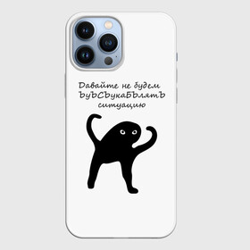 Чехол для iPhone 13 Pro Max с принтом ЪУЪ в Новосибирске,  |  | animal | art | black | meme | trend | голова | животные | интернет | кот | кот мем | кошка | лапки | лапы | мем | мемы | надпись | прикол | слова | тренд | ъуъ | юмор