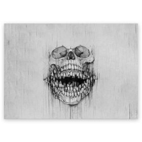 Поздравительная открытка с принтом Dentist skull в Новосибирске, 100% бумага | плотность бумаги 280 г/м2, матовая, на обратной стороне линовка и место для марки
 | blood | dentist | skull | teeth | губы | дантист | день стоматолога | зубной | зубы | кровь | подарок | стоматолог | череп