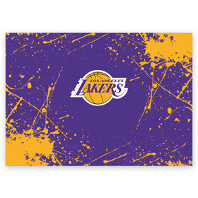 Поздравительная открытка с принтом LA LAKERS в Новосибирске, 100% бумага | плотность бумаги 280 г/м2, матовая, на обратной стороне линовка и место для марки
 | america | basketball | kobe bryant | la | la lakers | lakers | los angeles lakers | nba | usa | баскетбол | кобе брайант | лос анджелес лейкерс | нба | сша