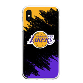 Чехол для iPhone XS Max матовый с принтом LA LAKERS в Новосибирске, Силикон | Область печати: задняя сторона чехла, без боковых панелей | america | basketball | kobe bryant | la | la lakers | lakers | los angeles lakers | nba | usa | баскетбол | кобе брайант | лос анджелес лейкерс | нба | сша