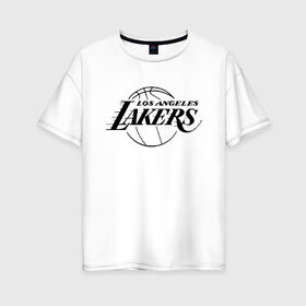 Женская футболка хлопок Oversize с принтом LA LAKERS в Новосибирске, 100% хлопок | свободный крой, круглый ворот, спущенный рукав, длина до линии бедер
 | america | basketball | kobe bryant | la | la lakers | lakers | los angeles lakers | nba | usa | баскетбол | кобе брайант | лос анджелес лейкерс | нба | сша