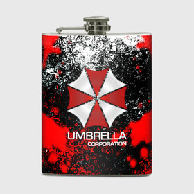 Фляга с принтом UMBRELLA CORP в Новосибирске, металлический корпус | емкость 0,22 л, размер 125 х 94 мм. Виниловая наклейка запечатывается полностью | Тематика изображения на принте: biohazard | biohazard 7 | crocodile | fang | game | hand | monster | new umbrella | resident evil | resident evil 7 | umbrella | umbrella corp | umbrella corporation | zombie | обитель