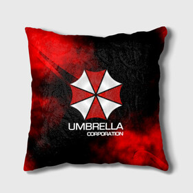 Подушка 3D с принтом UMBRELLA CORP в Новосибирске, наволочка – 100% полиэстер, наполнитель – холлофайбер (легкий наполнитель, не вызывает аллергию). | состоит из подушки и наволочки. Наволочка на молнии, легко снимается для стирки | biohazard | biohazard 7 | crocodile | fang | game | hand | monster | new umbrella | resident evil | resident evil 7 | umbrella | umbrella corp | umbrella corporation | zombie | обитель