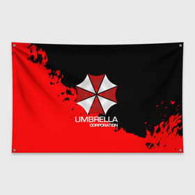 Флаг-баннер с принтом UMBRELLA CORP в Новосибирске, 100% полиэстер | размер 67 х 109 см, плотность ткани — 95 г/м2; по краям флага есть четыре люверса для крепления | biohazard | biohazard 7 | crocodile | fang | game | hand | monster | new umbrella | resident evil | resident evil 7 | umbrella | umbrella corp | umbrella corporation | zombie | обитель