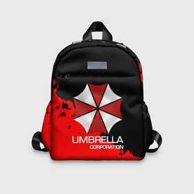 Детский рюкзак 3D с принтом UMBRELLA CORP в Новосибирске, 100% полиэстер | лямки с регулируемой длиной, сверху петелька, чтобы рюкзак можно было повесить на вешалку. Основное отделение закрывается на молнию, как и внешний карман. Внутри дополнительный карман. По бокам два дополнительных кармашка | Тематика изображения на принте: biohazard | biohazard 7 | crocodile | fang | game | hand | monster | new umbrella | resident evil | resident evil 7 | umbrella | umbrella corp | umbrella corporation | zombie | обитель