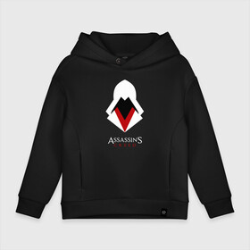 Детское худи Oversize хлопок с принтом ASSASSINS CREED. в Новосибирске, френч-терри — 70% хлопок, 30% полиэстер. Мягкий теплый начес внутри —100% хлопок | боковые карманы, эластичные манжеты и нижняя кромка, капюшон на магнитной кнопке | slayer | асасин | ассасин крид | ассассин | тамплиеры