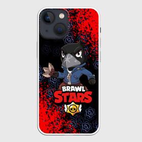 Чехол для iPhone 13 mini с принтом BRAWL STARS CROW. в Новосибирске,  |  | bea | bibi | brawl stars | colt | crow | el brown | leon | leon shark | max | nita | sally leon | shark | акула | беа | берли | биби | бравл старс | браун | ворон | кольт | леон | леон акула | макс | нита | шелли