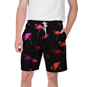 Мужские шорты 3D с принтом Фламинго в Новосибирске,  полиэстер 100% | прямой крой, два кармана без застежек по бокам. Мягкая трикотажная резинка на поясе, внутри которой широкие завязки. Длина чуть выше колен | минимализм | прикольные картинки | прикольные надписи | розовый фламинго | фламинго