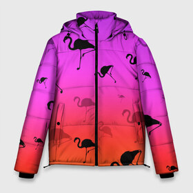 Мужская зимняя куртка 3D с принтом Фламинго в Новосибирске, верх — 100% полиэстер; подкладка — 100% полиэстер; утеплитель — 100% полиэстер | длина ниже бедра, свободный силуэт Оверсайз. Есть воротник-стойка, отстегивающийся капюшон и ветрозащитная планка. 

Боковые карманы с листочкой на кнопках и внутренний карман на молнии. | минимализм | прикольные картинки | прикольные надписи | розовый фламинго | фламинго