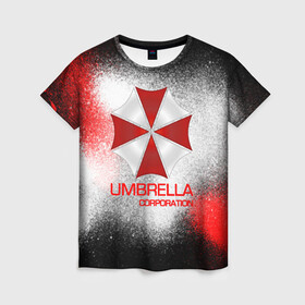 Женская футболка 3D с принтом UMBRELLA CORP в Новосибирске, 100% полиэфир ( синтетическое хлопкоподобное полотно) | прямой крой, круглый вырез горловины, длина до линии бедер | biohazard | biohazard 7 | crocodile | fang | game | hand | monster | new umbrella | resident evil | resident evil 7 | umbrella | umbrella corp | umbrella corporation | zombie | обитель