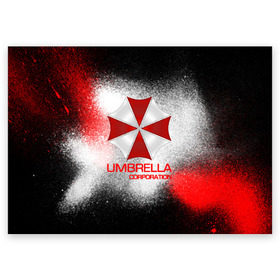 Поздравительная открытка с принтом UMBRELLA CORP в Новосибирске, 100% бумага | плотность бумаги 280 г/м2, матовая, на обратной стороне линовка и место для марки
 | biohazard | biohazard 7 | crocodile | fang | game | hand | monster | new umbrella | resident evil | resident evil 7 | umbrella | umbrella corp | umbrella corporation | zombie | обитель