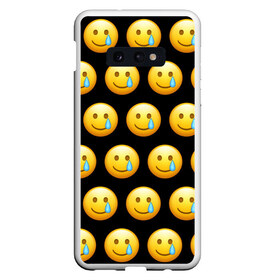 Чехол для Samsung S10E с принтом New Emoji в Новосибирске, Силикон | Область печати: задняя сторона чехла, без боковых панелей | crying | emoji | smile | smiling face with tear | tear | плачущий | слеза | смайлик | улыбка | эмодзи