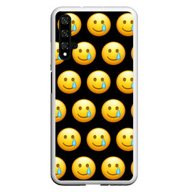 Чехол для Honor 20 с принтом New Emoji в Новосибирске, Силикон | Область печати: задняя сторона чехла, без боковых панелей | crying | emoji | smile | smiling face with tear | tear | плачущий | слеза | смайлик | улыбка | эмодзи