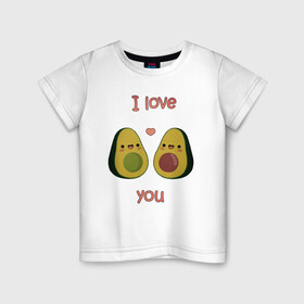 Детская футболка хлопок с принтом AVOCADO LOVE в Новосибирске, 100% хлопок | круглый вырез горловины, полуприлегающий силуэт, длина до линии бедер | Тематика изображения на принте: avokado | авокадо