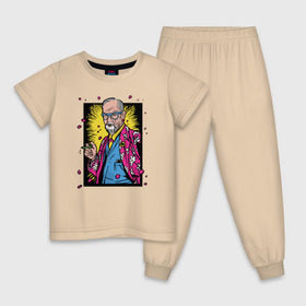 Детская пижама хлопок с принтом Зигмунд Фрейд в Новосибирске, 100% хлопок |  брюки и футболка прямого кроя, без карманов, на брюках мягкая резинка на поясе и по низу штанин
 | freud | sigmund | зигмунд | психолог | психология | фрейд