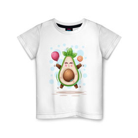 Детская футболка хлопок с принтом АВОКАДО в Новосибирске, 100% хлопок | круглый вырез горловины, полуприлегающий силуэт, длина до линии бедер | avocado | character | cute pictures | exotic | fruit | nut | vegan | vegetables | vegetarian | авокадо | веган | вегетарианец | милые картинки | овощи | орех | персонаж | фрукты | экзотика