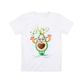 Детская футболка хлопок с принтом АВОКАДО в Новосибирске, 100% хлопок | круглый вырез горловины, полуприлегающий силуэт, длина до линии бедер | avocado | character | cute pictures | exotic | fruit | nut | vegan | vegetables | vegetarian | авокадо | веган | вегетарианец | милые картинки | овощи | орех | персонаж | фрукты | экзотика