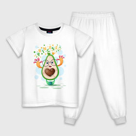 Детская пижама хлопок с принтом АВОКАДО в Новосибирске, 100% хлопок |  брюки и футболка прямого кроя, без карманов, на брюках мягкая резинка на поясе и по низу штанин
 | Тематика изображения на принте: avocado | character | cute pictures | exotic | fruit | nut | vegan | vegetables | vegetarian | авокадо | веган | вегетарианец | милые картинки | овощи | орех | персонаж | фрукты | экзотика