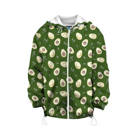 Детская куртка 3D с принтом АВОКАДО в Новосибирске, 100% полиэстер | застежка — молния, подол и капюшон оформлены резинкой с фиксаторами, по бокам — два кармана без застежек, один потайной карман на груди, плотность верхнего слоя — 90 г/м2; плотность флисового подклада — 260 г/м2 | avocado | character | cute pictures | exotic | fruit | nut | vegan | vegetables | vegetarian | авокадо | веган | вегетарианец | милые картинки | овощи | орех | персонаж | фрукты | экзотика