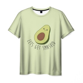 Мужская футболка 3D с принтом Авокадо в Новосибирске, 100% полиэфир | прямой крой, круглый вырез горловины, длина до линии бедер | Тематика изображения на принте: авокадо | мемы | минимализм | прикольные картинки | прикольные надписи | растение | фрукт