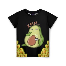 Детская футболка 3D с принтом Авокадо в Новосибирске, 100% гипоаллергенный полиэфир | прямой крой, круглый вырез горловины, длина до линии бедер, чуть спущенное плечо, ткань немного тянется | авокадо | веган | еда блогеров | мемы | минимализм | прикольные картинки | прикольные надписи | растение | смешное авокадо | фрукт