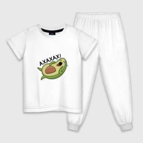 Детская пижама хлопок с принтом Авокадо в Новосибирске, 100% хлопок |  брюки и футболка прямого кроя, без карманов, на брюках мягкая резинка на поясе и по низу штанин
 | Тематика изображения на принте: авокадо | веган | еда блогеров | мемы | минимализм | прикольные картинки | прикольные надписи | растение | смешное авокадо | фрукт