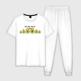 Мужская пижама хлопок с принтом Авокадо в Новосибирске, 100% хлопок | брюки и футболка прямого кроя, без карманов, на брюках мягкая резинка на поясе и по низу штанин
 | авокадо | веган | еда блогеров | мемы | минимализм | прикольные картинки | прикольные надписи | растение | смешное авокадо | фрукт
