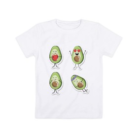 Детская футболка хлопок с принтом Авокадо в Новосибирске, 100% хлопок | круглый вырез горловины, полуприлегающий силуэт, длина до линии бедер | Тематика изображения на принте: авокадо | веган | еда блогеров | мемы | минимализм | прикольные картинки | прикольные надписи | растение | смешное авокадо | фрукт