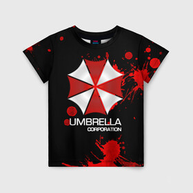 Детская футболка 3D с принтом UMBRELLA CORP в Новосибирске, 100% гипоаллергенный полиэфир | прямой крой, круглый вырез горловины, длина до линии бедер, чуть спущенное плечо, ткань немного тянется | biohazard | biohazard 7 | crocodile | fang | game | hand | monster | new umbrella | resident evil | resident evil 7 | umbrella | umbrella corp | umbrella corporation | zombie | обитель