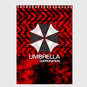 Скетчбук с принтом UMBRELLA CORP в Новосибирске, 100% бумага
 | 48 листов, плотность листов — 100 г/м2, плотность картонной обложки — 250 г/м2. Листы скреплены сверху удобной пружинной спиралью | biohazard | biohazard 7 | crocodile | fang | game | hand | monster | new umbrella | resident evil | resident evil 7 | umbrella | umbrella corp | umbrella corporation | zombie | обитель