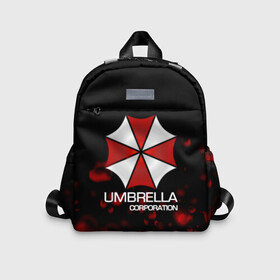 Детский рюкзак 3D с принтом UMBRELLA CORP в Новосибирске, 100% полиэстер | лямки с регулируемой длиной, сверху петелька, чтобы рюкзак можно было повесить на вешалку. Основное отделение закрывается на молнию, как и внешний карман. Внутри дополнительный карман. По бокам два дополнительных кармашка | Тематика изображения на принте: biohazard | biohazard 7 | crocodile | fang | game | hand | monster | new umbrella | resident evil | resident evil 7 | umbrella | umbrella corp | umbrella corporation | zombie | обитель